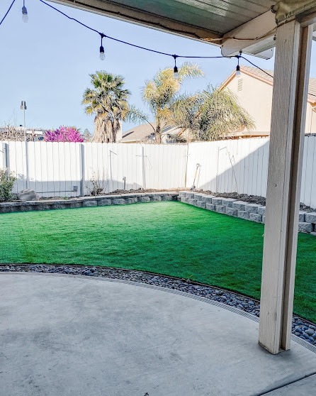 Backyard turf and landscape planting